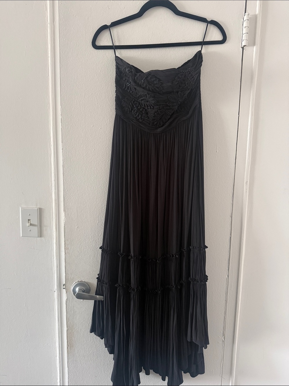 Ramy Brook Black Strapless Embroidered Maxi Dress